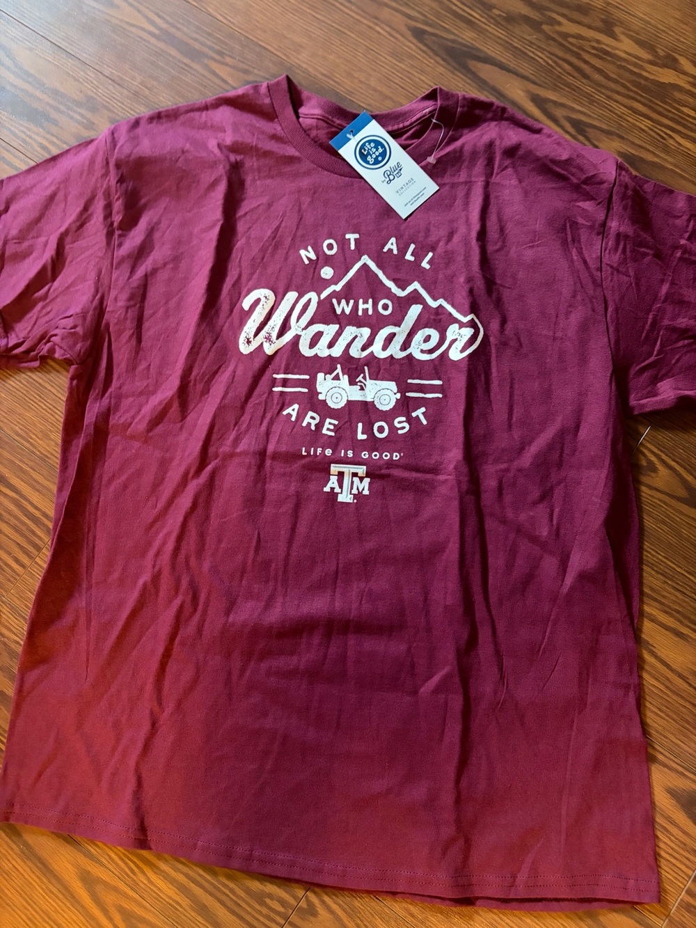 Life is Good Mens Jeep Texas A&M Wander' Graphic Tee - Maroon